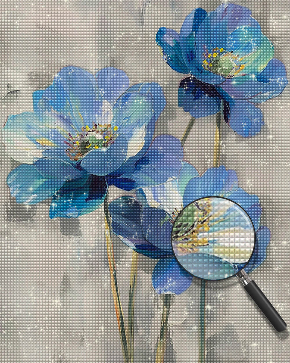 Blue Poppy Flowers Diamond Painting