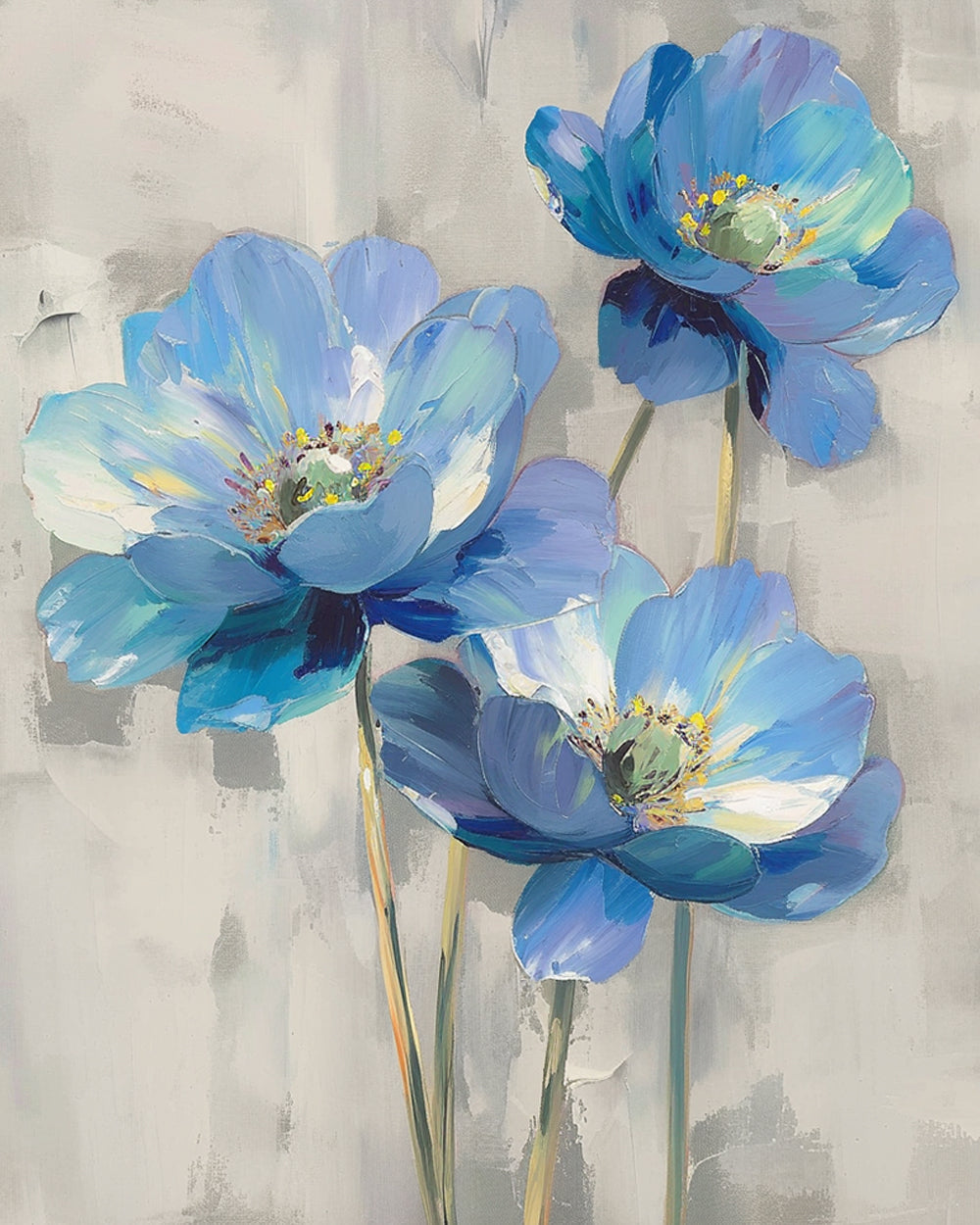 Blue Poppy Flowers Diamond Painting
