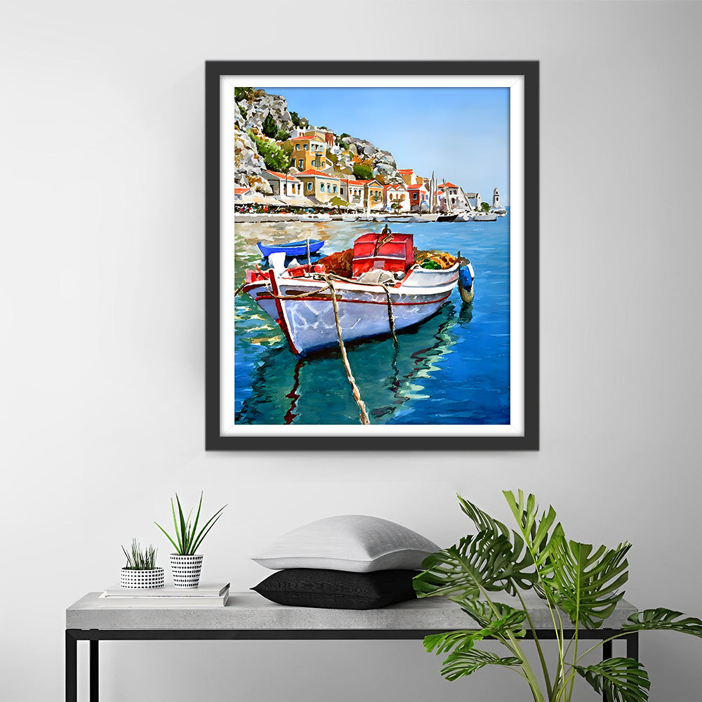 Boat on the Clear Blue Sea Diamond Painting