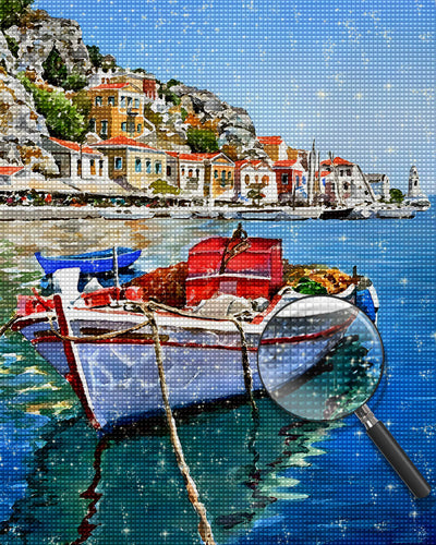Boat on the Clear Blue Sea Diamond Painting