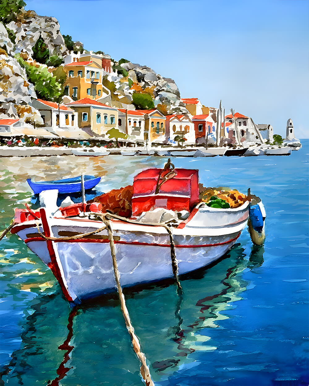 Boat on the Clear Blue Sea Diamond Painting