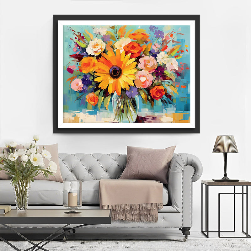 Bouquet of Flowers in a Glass Vase Diamond Painting
