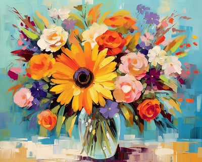 Bouquet of Flowers in a Glass Vase Diamond Painting
