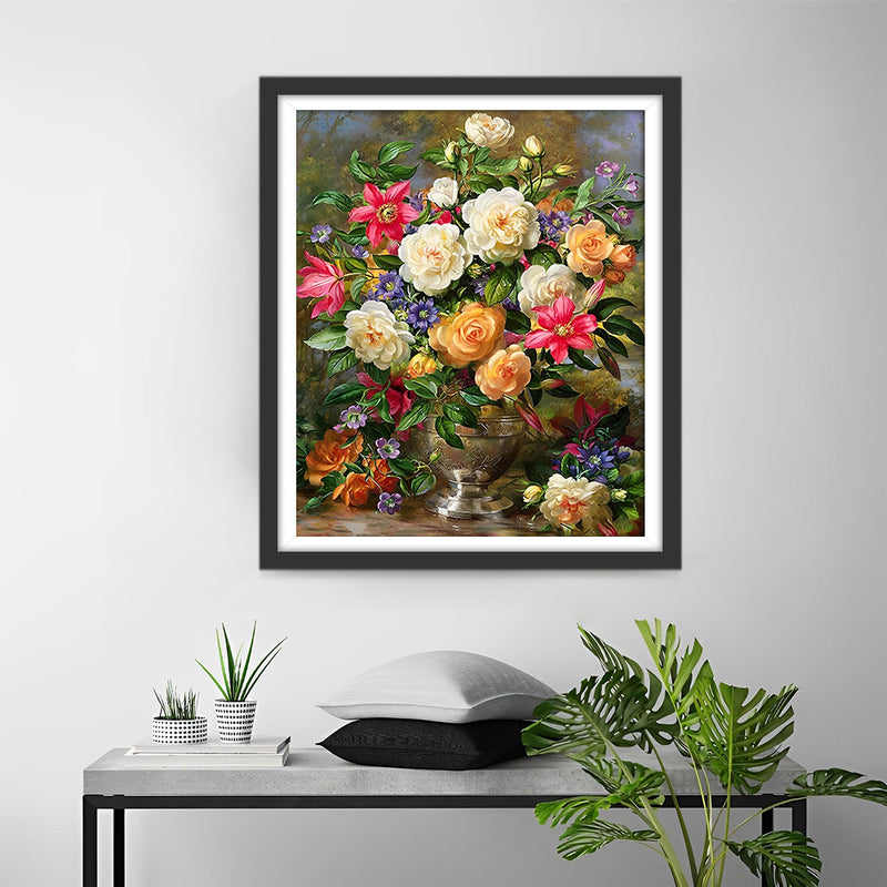Bouquet of Flowers in a Golden Vase Diamond Painting