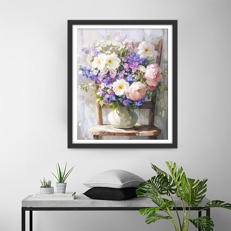 Bouquet of Flowers on A Chair Diamond Painting
