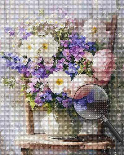 Bouquet of Flowers on A Chair Diamond Painting