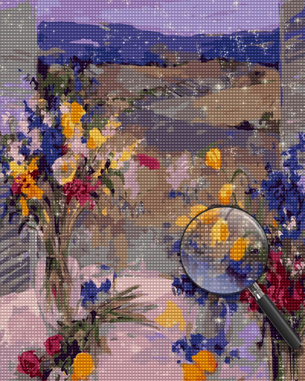 Bouquet of Yellow Tulips and Red Roses Diamond Painting