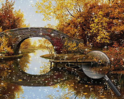 Bridge and Autumn Leaves Diamond Painting 