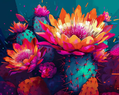 Bright Cactus Flowers Diamond Painting