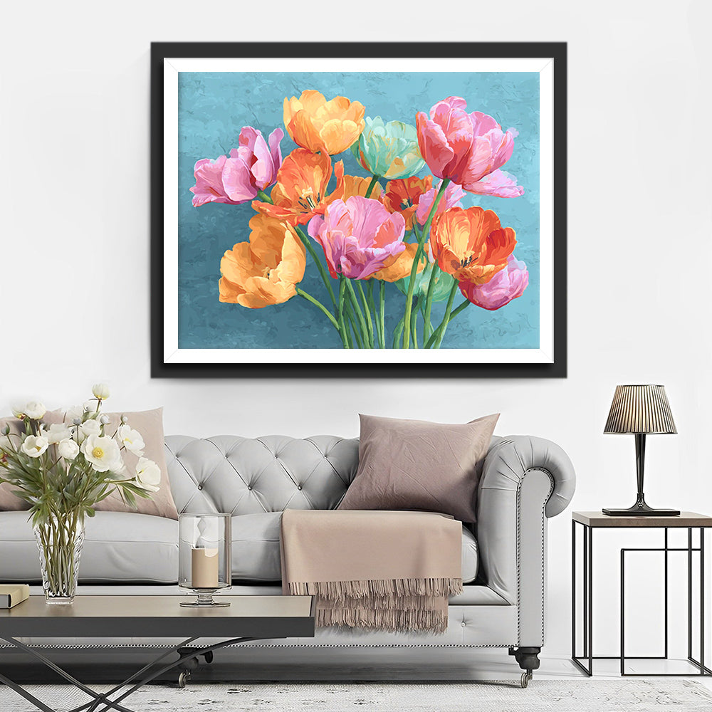 Brightly Colored Tulips Diamond Painting