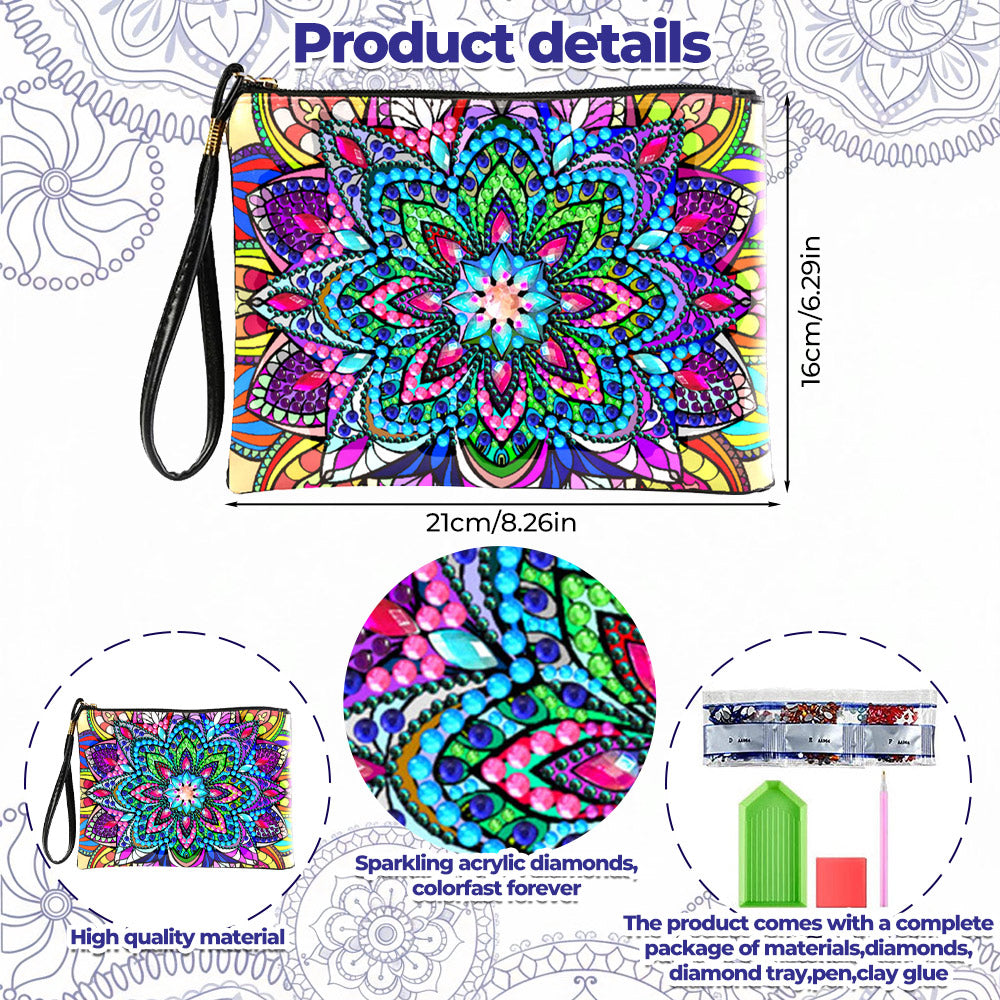 Brilliant Lotus Mandala Diamond Painting Wrist Bag