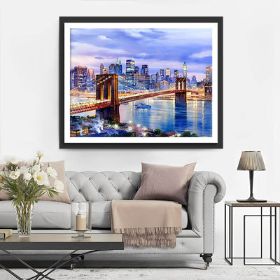 Brooklyn Bridge with Lights Diamond Painting