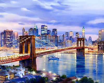 Brooklyn Bridge with Lights Diamond Painting