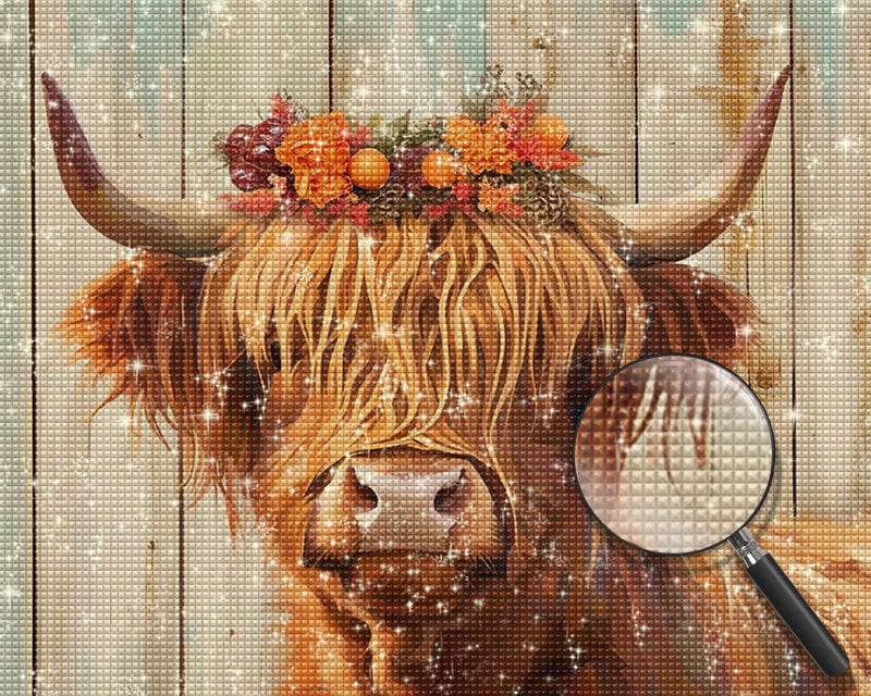 Brown Highland Cow Diamond Painting