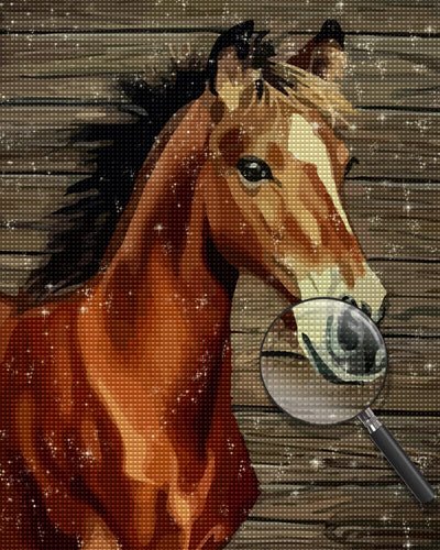 Brown Horse in front of Wooden Board Diamond Painting