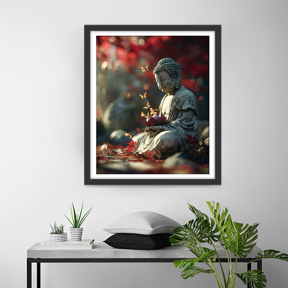 Butterflies and Buddha Statue Diamond Painting