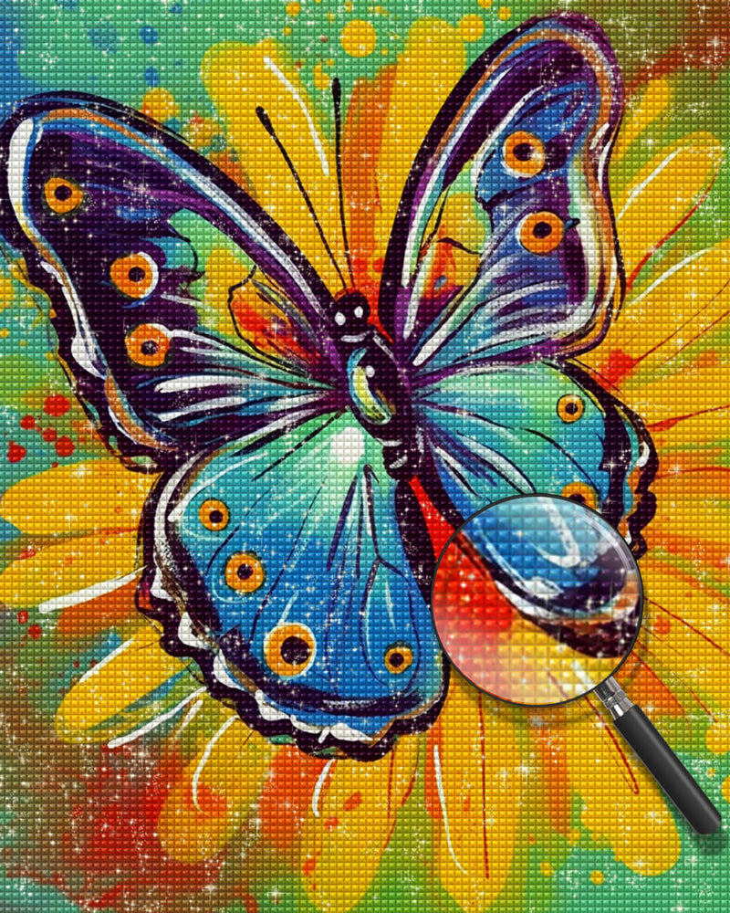 Butterfly on A Yellow Chrysanthemum Diamond Painting