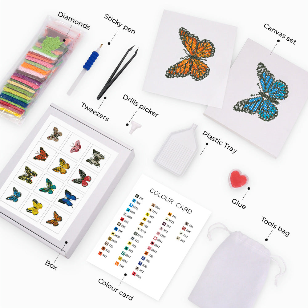 Butterfly Specimen 12Pcs - Mini Diamond Painting Kit