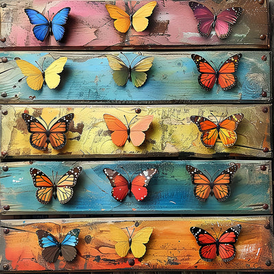 Butterfly Specimen on Wooden Board Diamond Painting
