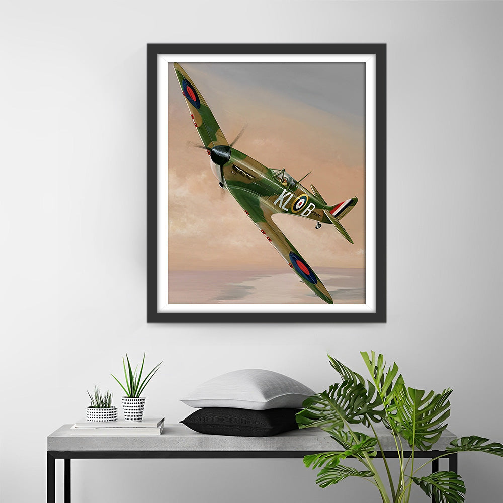 Camouflage Fighter Jet in the Air Diamond Painting