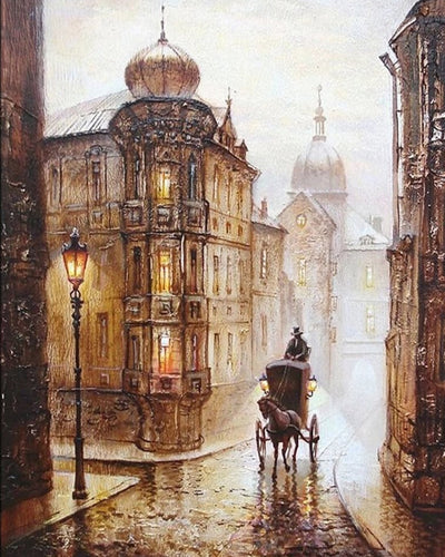 Carriage in the Rain Diamond Painting