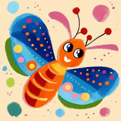 Cartoon Blue Butterfly Diamond Painting 