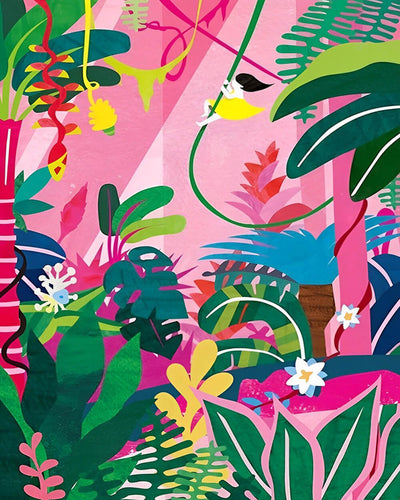 Cartoon Girl in the Jungle Diamond Painting