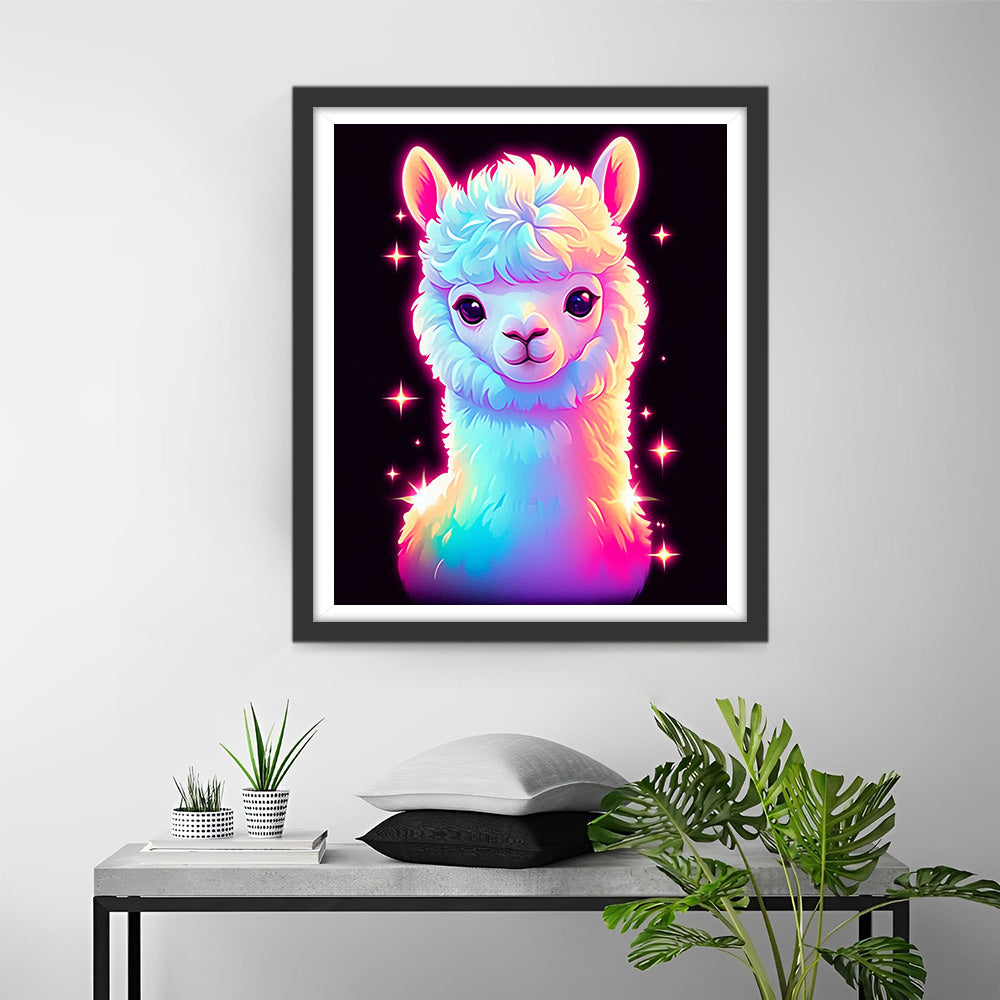 Cartoon Glowing Alpaca Diamond Painting