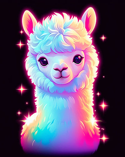 Cartoon Glowing Alpaca Diamond Painting