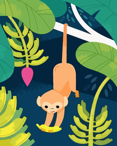 Cartoon Monkey on a Banana Tree Diamond Painting