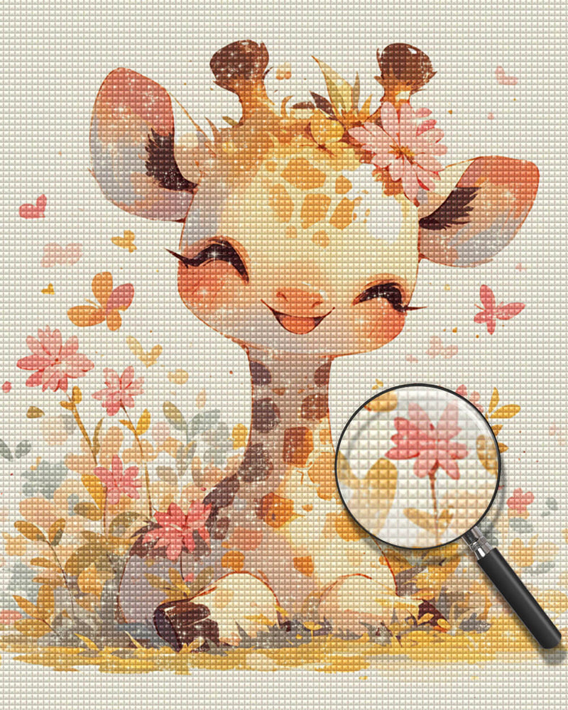 Cartoon Smiling Giraffe Diamond Painting