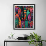 Cartoon-Style Colorful City Buildings Diamond Painting