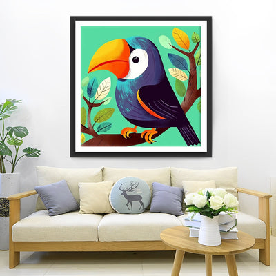 Cartoon Toucan on Branch Diamond Painting