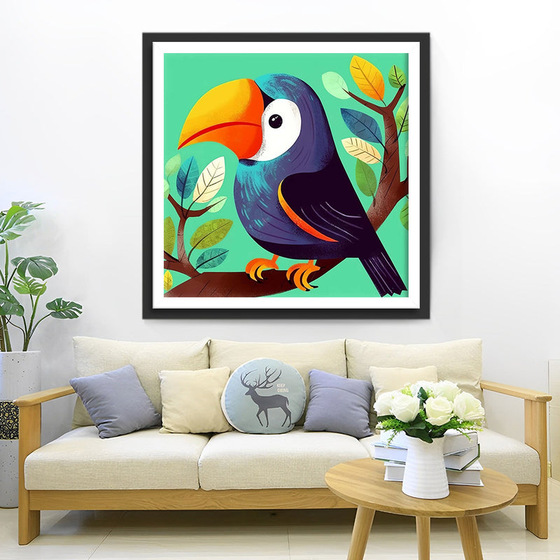Cartoon Toucan on Branch Diamond Painting
