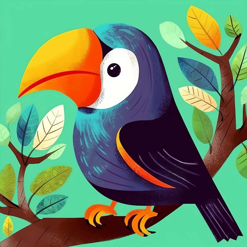 Cartoon Toucan on Branch Diamond Painting