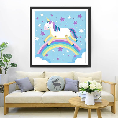 Cartoon Unicorn and Rainbow Diamond Painting