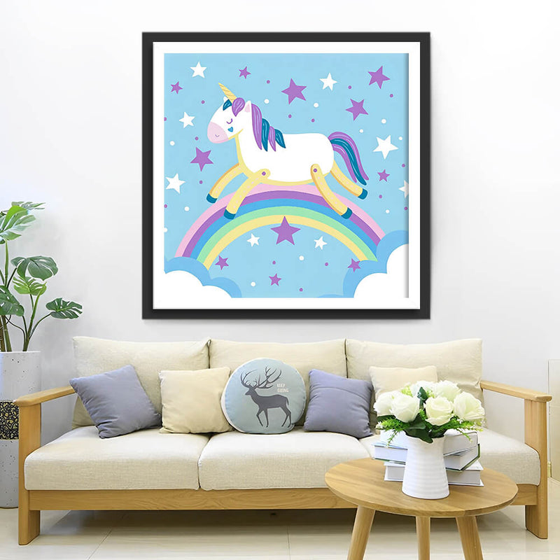 Cartoon Unicorn and Rainbow Diamond Painting