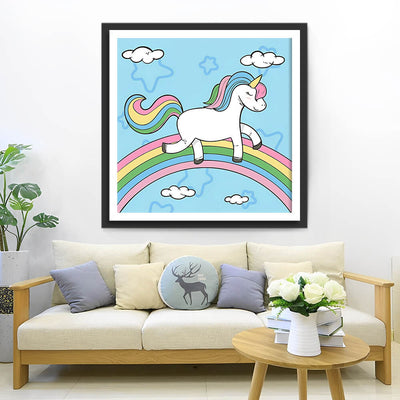 Cartoon Unicorn on the Rainbow Diamond Painting