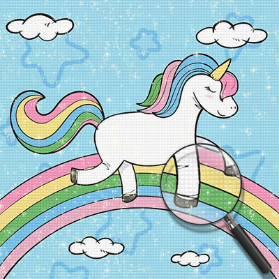 Cartoon Unicorn on the Rainbow Diamond Painting