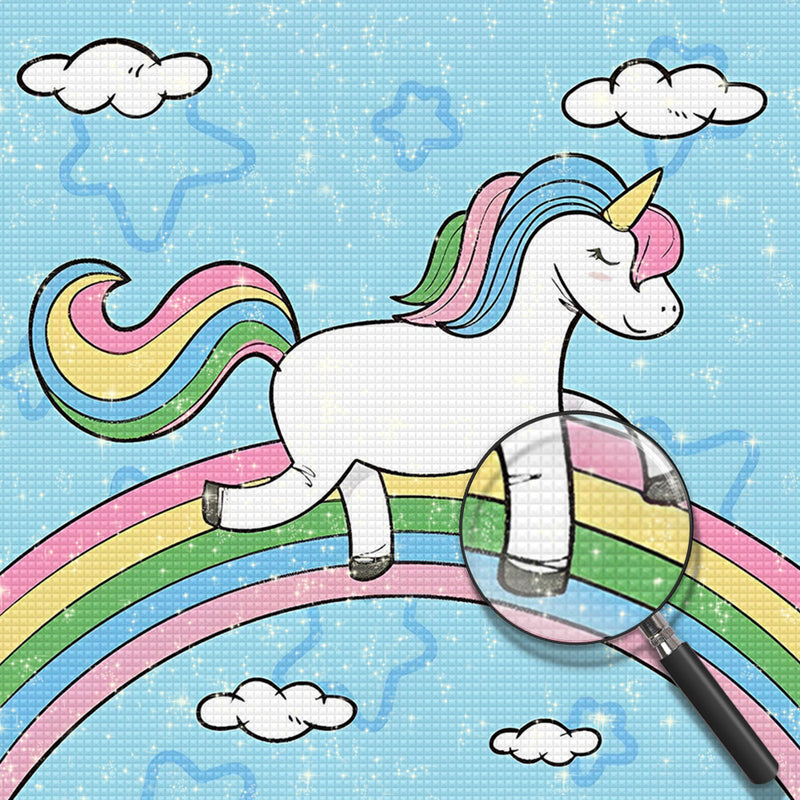 Cartoon Unicorn on the Rainbow Diamond Painting