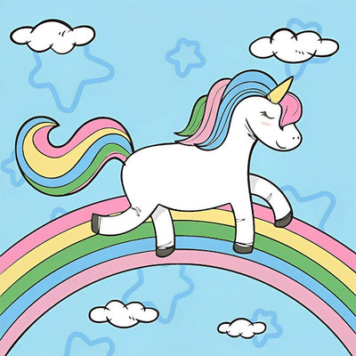 Cartoon Unicorn on the Rainbow Diamond Painting
