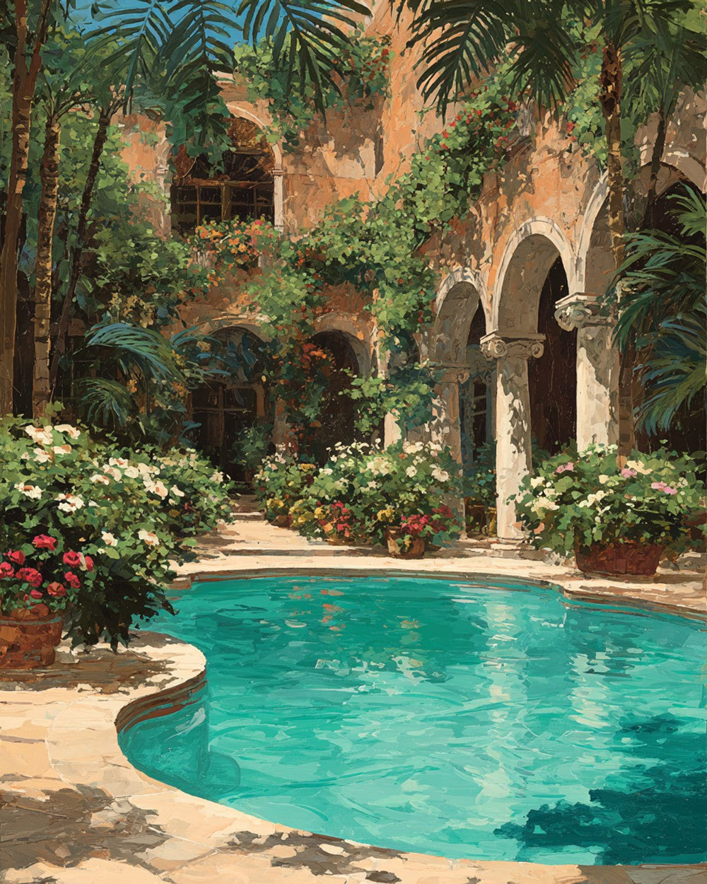 Castle Swimming Pool Diamond Painting