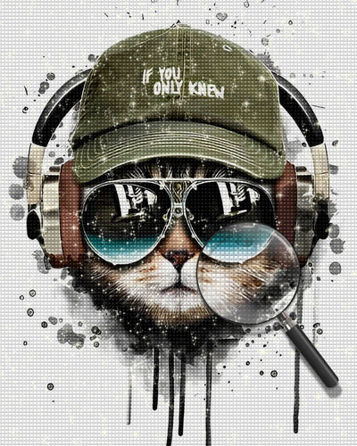 Cat with Sunglasses and Hat Diamond Painting