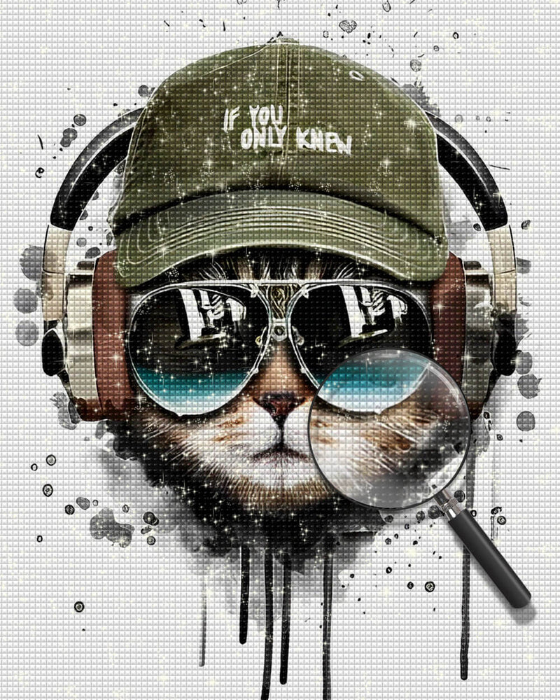 Cat with Sunglasses and Hat Diamond Painting