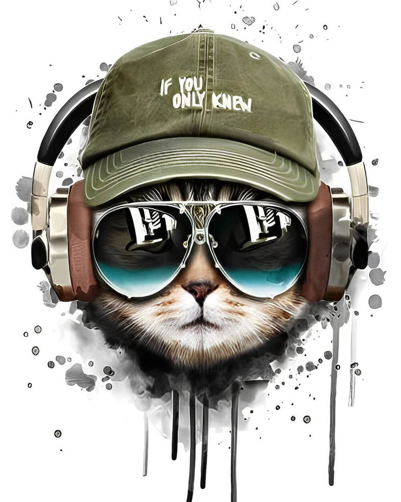 Cat with Sunglasses and Hat Diamond Painting