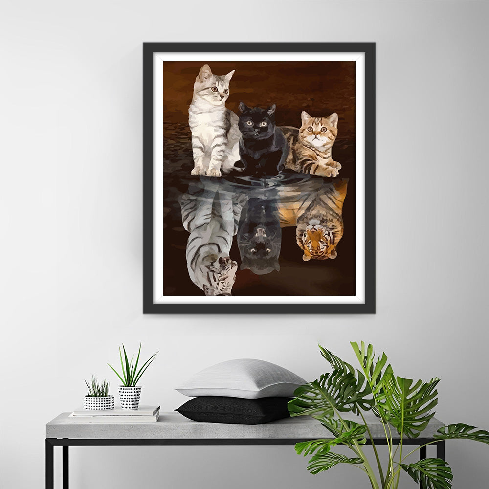Cats and Beasts in Reflection Diamond Painting