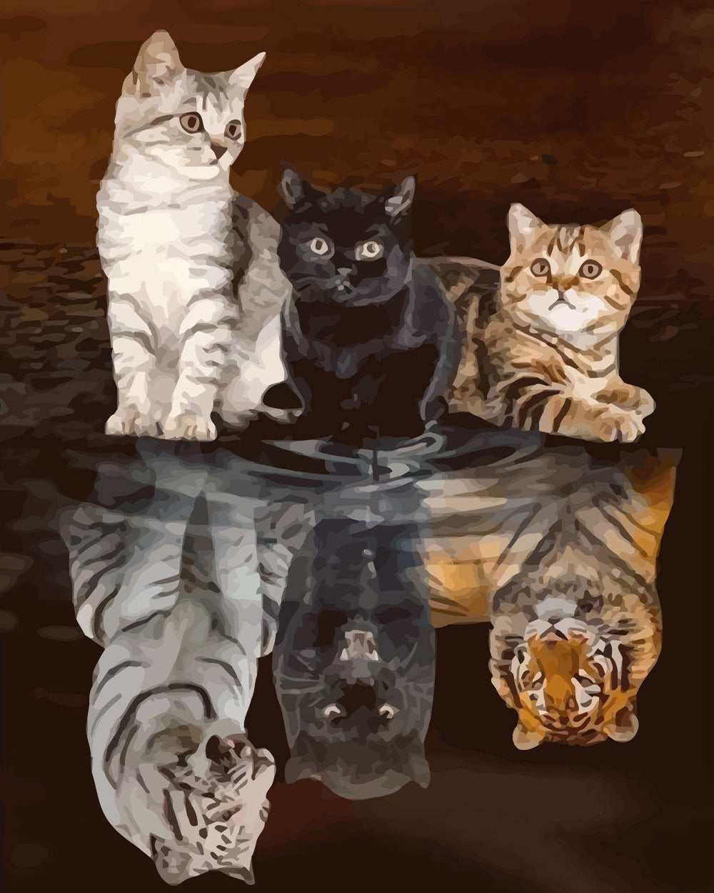 Cats and Beasts in Reflection Diamond Painting