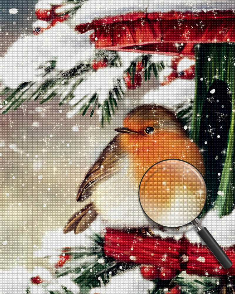 Christmas Bird in the Snow Diamond Painting