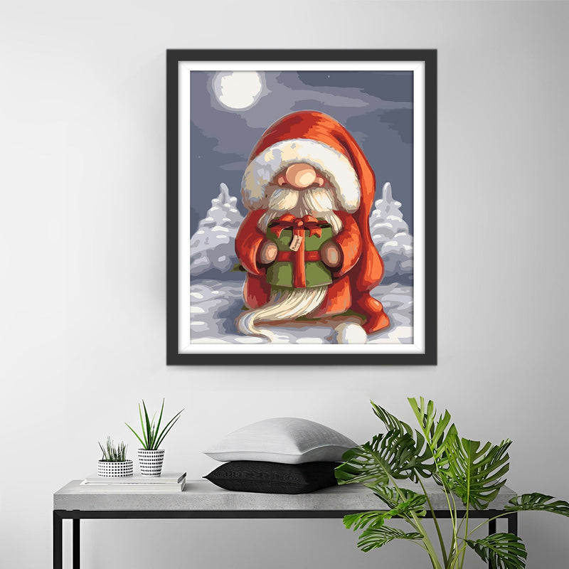 Christmas Dwarf Holding a Gift Diamond Painting