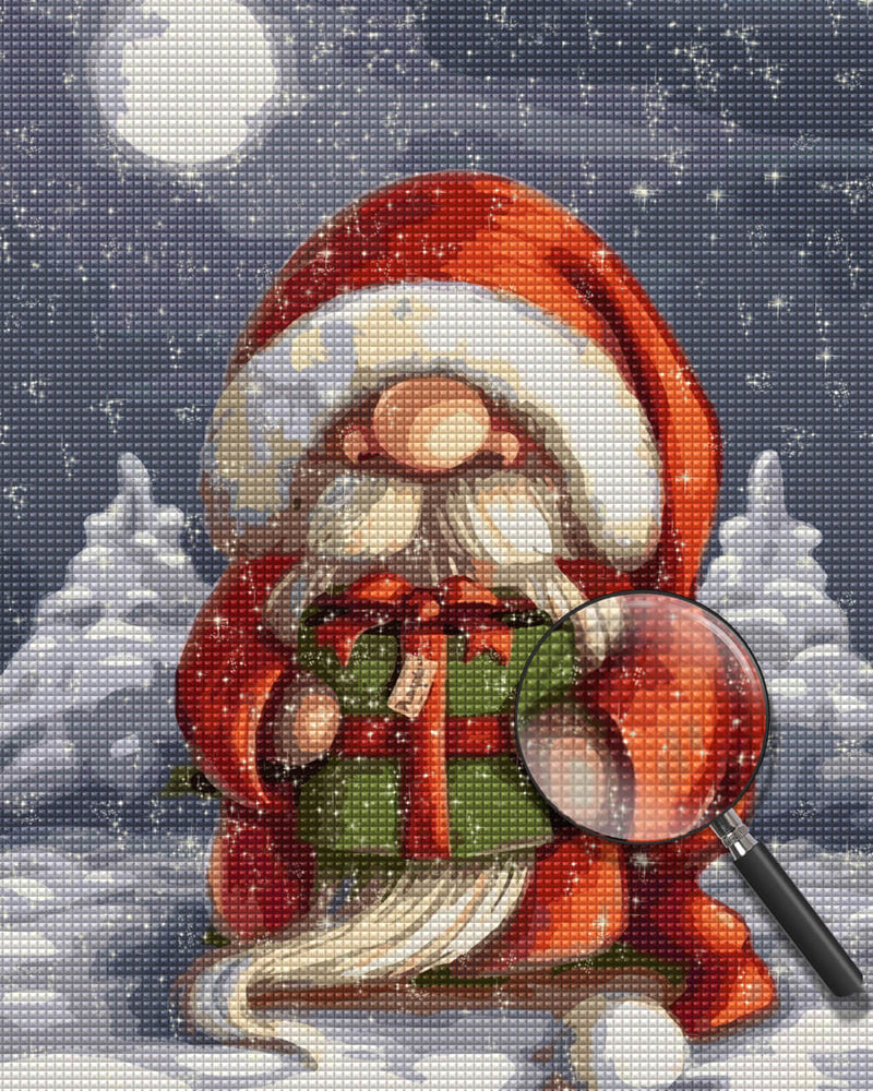 Christmas Dwarf Holding a Gift Diamond Painting